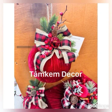 Trang Trí Noel - Quả Châu Nhung Đỏ Decor Sự Kiện GIÁM 17% Chỉ 20.900đ 21