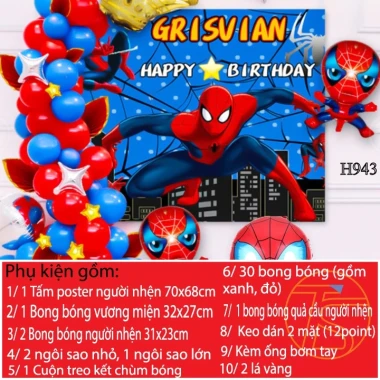 Trang Trí Sinh Nhật Người Nhện Siêu Nhân - Bộ Poster & Ống Bơm Tay Giá Cực Rẻ 151k 16