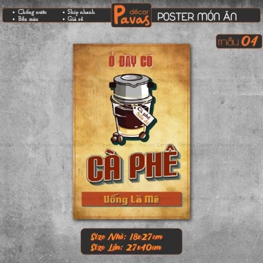 Tranh Poster Vintage Cà Phê Chống Nước DQ23 - Decal Trang Trí Quán Trà Sữa, Cửa Hàng Giá Tốt 19800đ 12