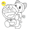Tranh Tô Màu Doraemon Nobita - Bộ 20 Tờ Tranh Tô Màu Dành Cho Màu Sáp, Màu Chì - TRANH TÔ MÀU KOTY