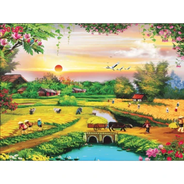 Tranh vải lụa in giả Sơn Dầu Dán tường 3D Phong Cảnh Làng Quê mẫu mới tặng keo và dụng cụ 13 Tranh vải lụa in giả Sơn Dầu Dán tường 3D Phong Cảnh Làng Quê mẫu mới tặng keo và dụng cụ 13