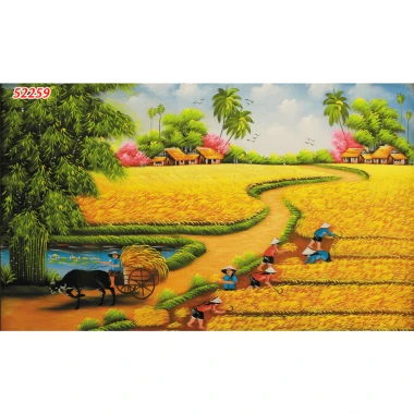 Tranh vải lụa in giả Sơn Dầu Dán tường 3D Phong Cảnh Làng Quê mẫu mới tặng keo và dụng cụ 16 Tranh vải lụa in giả Sơn Dầu Dán tường 3D Phong Cảnh Làng Quê mẫu mới tặng keo và dụng cụ 16