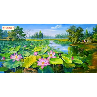 Tranh vải lụa in giả Sơn Dầu Dán tường 3D Phong Cảnh Làng Quê mẫu mới tặng keo và dụng cụ 23 Tranh vải lụa in giả Sơn Dầu Dán tường 3D Phong Cảnh Làng Quê mẫu mới tặng keo và dụng cụ 23