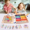 Trò chơi kết hợp màu hạt JESJELIU, Xếp hình bằng gỗ Montessori Kẹp hạt đồ chơi, Đồ chơi du lịch Di động Tư duy logic Cán hạt Trò chơi phân loại màu Đào tạo động cơ tinh xảo