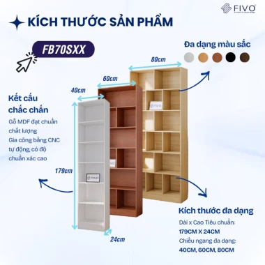 Tủ Kệ Sách Gỗ FIVO FB70 Lắp Ráp Dễ Dàng Giá Rẻ Toàn Quốc 60x24x178cm Freeship 3 Tủ Kệ Sách Gỗ FIVO FB70 Lắp Ráp Dễ Dàng Giá Rẻ Toàn Quốc 60x24x178cm Freeship 3