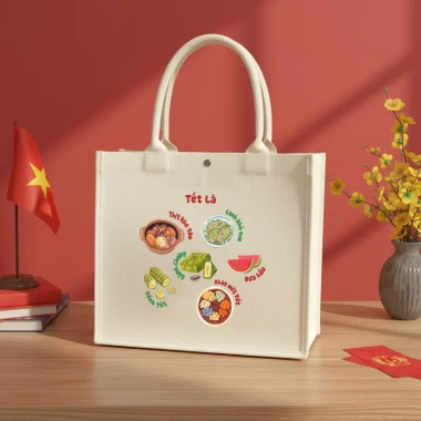 Túi Cói Đay Tết Quai Vải Dày Đa Năng - Đựng Đồ Nhỏ Gọn, Quà Tặng Giá 110k | Tripmart