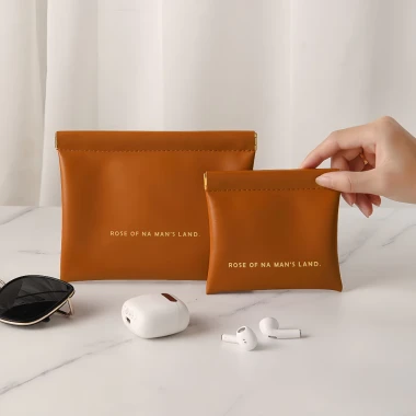 Túi di động tai nghe,có thể đựng tiền/ trang sức/ kính/ tai nghe/ củ sạc Chất liệu PU chống thấm nước 4