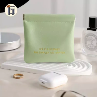 Túi di động tai nghe,có thể đựng tiền/ trang sức/ kính/ tai nghe/ củ sạc Chất liệu PU chống thấm nước 5