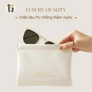 Túi di động tai nghe,có thể đựng tiền/ trang sức/ kính/ tai nghe/ củ sạc Chất liệu PU chống thấm nước 8