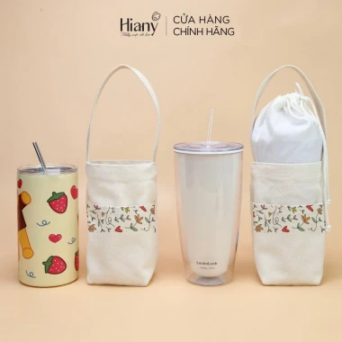 Túi đựng bình giữ nhiệt canvas mộc in hoa xuân Hiany AC33 - Tặng túi tự hào DH 99K 69,000