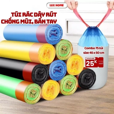 Túi đựng rác dây rút chống rò rỉ 75pcs - Kích thước 45*50cm, Không sợ bẩn tay, Giá chỉ 29k! 2 Túi đựng rác dây rút chống rò rỉ 75pcs - Kích thước 45*50cm, Không sợ bẩn tay, Giá chỉ 29k! 2