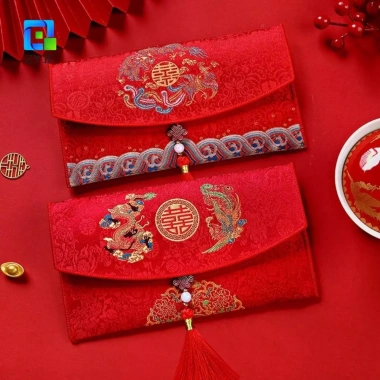 Túi đựng tiền ZYJC đỏ cưới, thêu họa tiết, bì HongBao thổ cẩm - chỉ 97.020đ