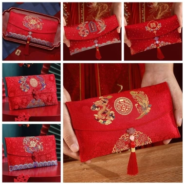 Túi đựng tiền ZYJC đỏ cưới, thêu họa tiết, bì HongBao thổ cẩm - chỉ 97.020đ