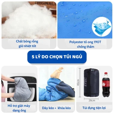 Túi Ngủ Gấp Gọn Cao Cấp - Giữ Ấm, Chống Ẩm, Dễ Dàng Mang Theo - Du Lịch, Văn Phòng, Dã Ngoại 3 Túi Ngủ Gấp Gọn Cao Cấp - Giữ Ấm, Chống Ẩm, Dễ Dàng Mang Theo - Du Lịch, Văn Phòng, Dã Ngoại 3