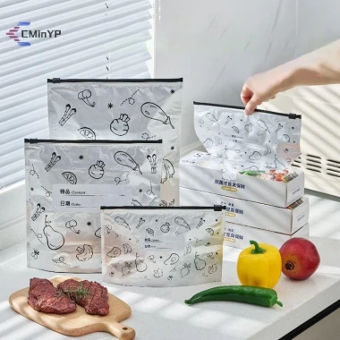 Túi tươi sống lá nhôm 10 cái - Chống rò rỉ, khóa kéo, tái sử dụng an toàn cho tủ đông 2 Túi tươi sống lá nhôm 10 cái - Chống rò rỉ, khóa kéo, tái sử dụng an toàn cho tủ đông 2