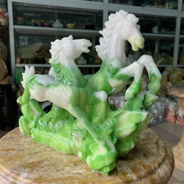 Tượng Song Mã Đá Đúc 30cm - Phong Thuỷ Thu Hút Tài Lộc, Trang Trí Nhà Cửa, Giá 270.000 2