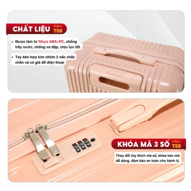 Vali Du Lịch Cao Cấp Kingsun T08/T01 20/24/28inch Nhựa ABS Giá Rẻ Bảo Hành 5 Năm 6 Vali Du Lịch Cao Cấp Kingsun T08/T01 20/24/28inch Nhựa ABS Giá Rẻ Bảo Hành 5 Năm 6