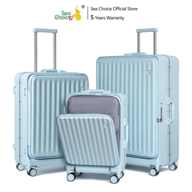 Vali Du Lịch Sea Choice 2037 Khung Nhôm Cứng Khóa TSA - Có Khay Đựng Cốc & Cổng Sạc USB Giá Cực Sốc 2