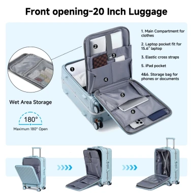 Vali Du Lịch Sea Choice 2037 Khung Nhôm Cứng Khóa TSA - Có Khay Đựng Cốc & Cổng Sạc USB Giá Cực Sốc 6
