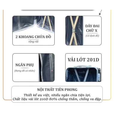 Vali Kéo Satisfaction Giá Rẻ - Cỡ 20/24 inch, ABS Siêu Bền, Khóa Số, BH 5 Năm 5 Vali Kéo Satisfaction Giá Rẻ - Cỡ 20/24 inch, ABS Siêu Bền, Khóa Số, BH 5 Năm 5