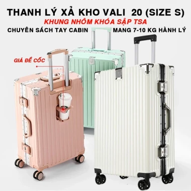 VALI XÁCH TAY CABIN 20inch - KHUNG NHÔM KHÓA TSA - MÓC TREO - CHỈ 390K! Vali Cao Cấp 7-10kg 2