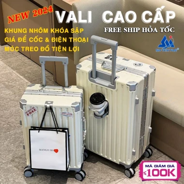 VALI XÁCH TAY CABIN 20inch - KHUNG NHÔM KHÓA TSA - MÓC TREO - CHỈ 390K! Vali Cao Cấp 7-10kg 6