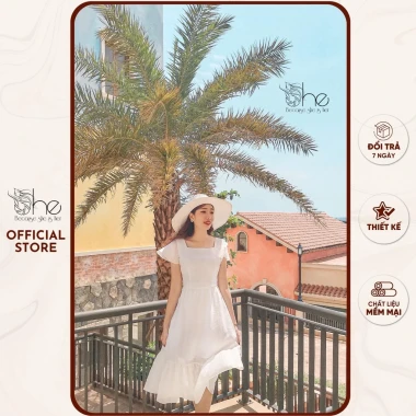 Váy đầm nữ cổ vuông hoa She tay tiên đuôi cá xinh đẹp giá 395k giảm từ 505k SDX144 2 Váy đầm nữ cổ vuông hoa She tay tiên đuôi cá xinh đẹp giá 395k giảm từ 505k SDX144 2