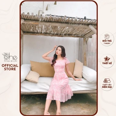 Váy đầm nữ cổ vuông hoa She tay tiên đuôi cá xinh đẹp giá 395k giảm từ 505k SDX144 6 Váy đầm nữ cổ vuông hoa She tay tiên đuôi cá xinh đẹp giá 395k giảm từ 505k SDX144 6