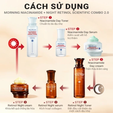 VIBRANT GLAMOUR Combo Niacinamide buổi sáng + Retinol ban đêm 2.0 – Làm mờ thâm, sáng da, giá 479k 3 VIBRANT GLAMOUR Combo Niacinamide buổi sáng + Retinol ban đêm 2.0 – Làm mờ thâm, sáng da, giá 479k 3