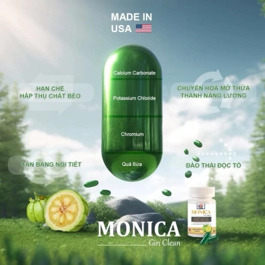 Viên Uống Giảm Cân Gin Clean Monica Đốt Mỡ Siết Eo Cấp Tốc – Made in USA, 30 viên