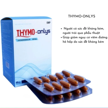 Viên Uống Hỗ Trợ Tăng Sức Đề Kháng THYMO-Onlys 80mg – Thymomodulin, Vitamin C, E, Kẽm – Hộp 60 Viên