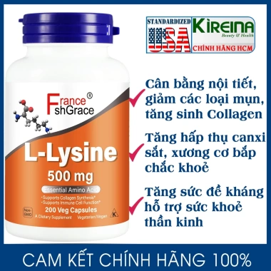 Viên uống L-Lysine giảm mụn nội tiết Tăng sinh collagen Hỗ trợ miễn dịch 500 mg 200 viên