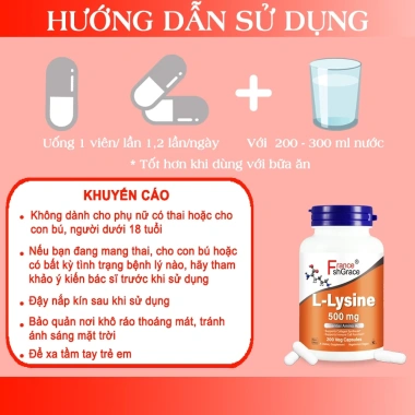 Viên uống L-Lysine giảm mụn nội tiết Tăng sinh collagen Hỗ trợ miễn dịch 500 mg 200 viên