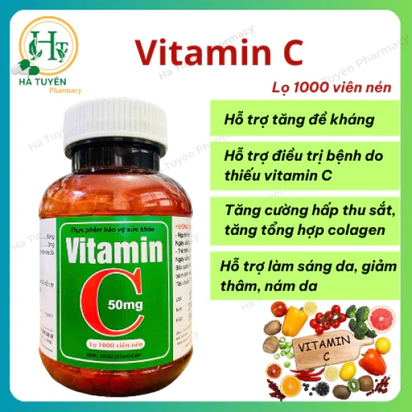 Hình ảnh sản phẩm Vitamin C Đại Uy 50mg Lọ 1.000 viên - Tăng đề kháng, bổ sung vitamin, chỉ 80.000đ
