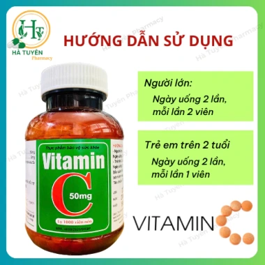 Vitamin C Đại Uy 50mg Lọ 1.000 viên - Tăng đề kháng, bổ sung vitamin, chỉ 80.000đ 2