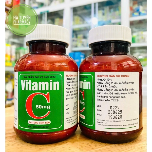 Hình ảnh sản phẩm Vitamin C Đại Uy 50mg Lọ 1.000 viên - Tăng đề kháng, bổ sung vitamin, chỉ 80.000đ