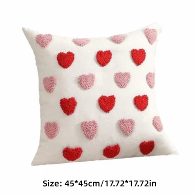 Vỏ gối ném DOOUR 45x45cm - Thêu trái tim sang trọng, đệm sofa vuông mềm, trang trí ngày Valentine 2 Vỏ gối ném DOOUR 45x45cm - Thêu trái tim sang trọng, đệm sofa vuông mềm, trang trí ngày Valentine 2
