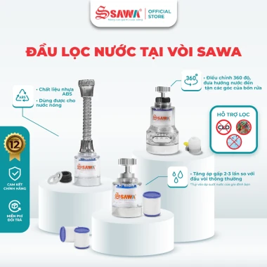 Vòi Lọc Nước Sawa S85P Tăng Áp Cổ Xoay 360 Độ Lắp Đặt Dễ Dàng Cho Mọi Vòi Nước 2