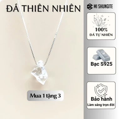 Vòng cổ bạc 950 kết hợp mặt đá Herkimer Diamond tự nhiên phụ kiện thời trang nữ, trang sức phong thuỷ Mi Shungite 2