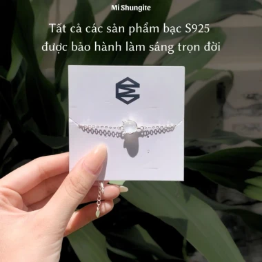 Vòng cổ bạc 950 kết hợp mặt đá Herkimer Diamond tự nhiên phụ kiện thời trang nữ, trang sức phong thuỷ Mi Shungite 6