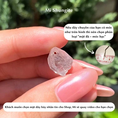 Vòng cổ bạc 950 kết hợp mặt đá Herkimer Diamond tự nhiên phụ kiện thời trang nữ, trang sức phong thuỷ Mi Shungite 14