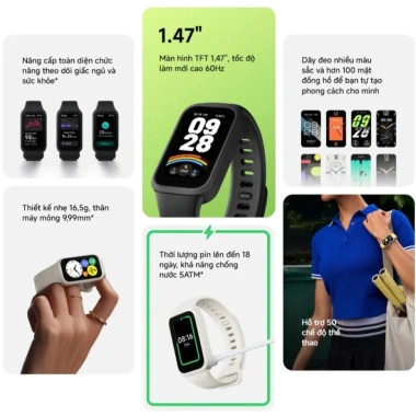 Vòng Đeo Tay Thông Minh Xiaomi Smart Band 9 Active - Quốc Tế, Bảo Hành 12 Tháng, Giá 559k 3