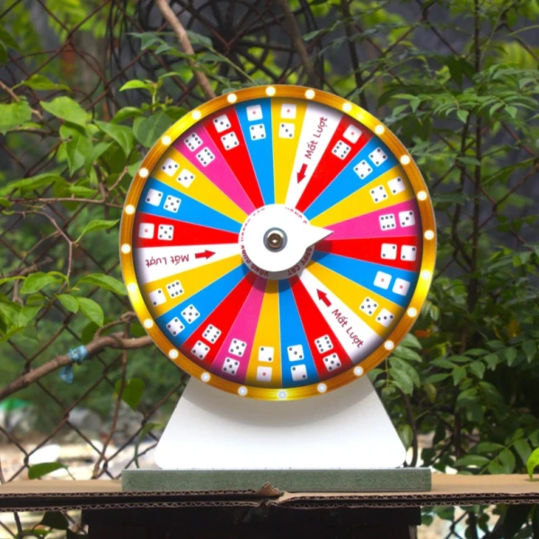Hình ảnh sản phẩm Vòng Quay May Mắn 2 Cục Xúc Xắc 24 Ô Đường Kính 25cm - Chỉ 79.000đ