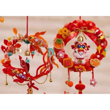 Vòng treo cửa Tết decor đầu Lân cún kẽm phong cách, trang trí nhà cửa, quà Tết Yagarden giá 99,000. 3