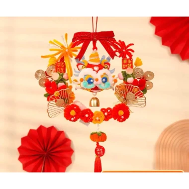 Vòng treo cửa Tết decor đầu Lân cún kẽm phong cách, trang trí nhà cửa, quà Tết Yagarden giá 99,000. 5