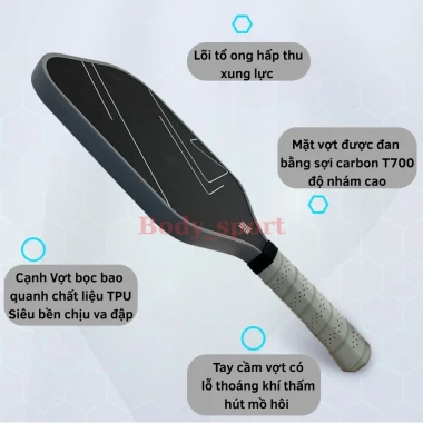 Vợt Pickleball Carbon T700 Siêu Nhẹ Mặt Nhám - Giảm Giá Cực Sốc Chỉ 309k! 4 Vợt Pickleball Carbon T700 Siêu Nhẹ Mặt Nhám - Giảm Giá Cực Sốc Chỉ 309k! 4