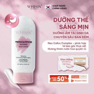 WHISIS Kem Dưỡng Ẩm Trắng Da Body 200ml Glutathione + Tế Bào Gốc – Giá 285k