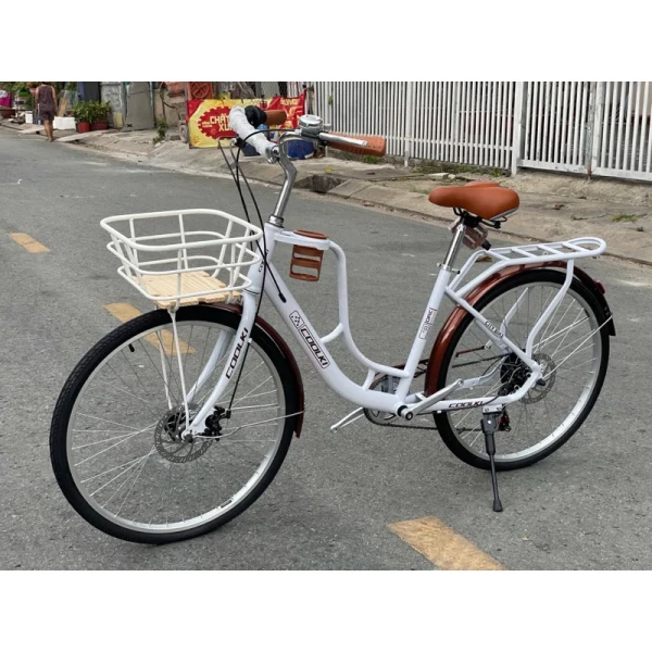 Hình ảnh sản phẩm Xe Đạp Nữ Mini Coolki 26 Inch Khung Nhôm Màu Be Shimano - Giảm 30% Chỉ 1.990.000đ