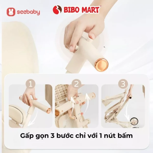 Hình ảnh sản phẩm Xe Đẩy Du Lịch Gấp Gọn Seebaby H1 – Nhẹ, Thoáng Khí, Mái Che Bảo Vệ, Chịu Lực Cao Bibomart