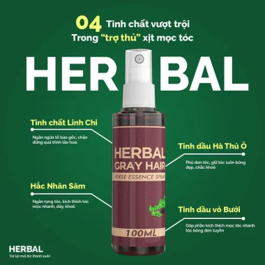 Xịt Đen Tóc Herbal Nấm Linh Chi - Serum Phủ Đen Tự Nhiên, Nuôi Dày, An Toàn 169k